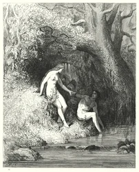 Illustratie van Gustave Doré voor Miltons Paradise Lost, Boek IV, regels 335, 336
